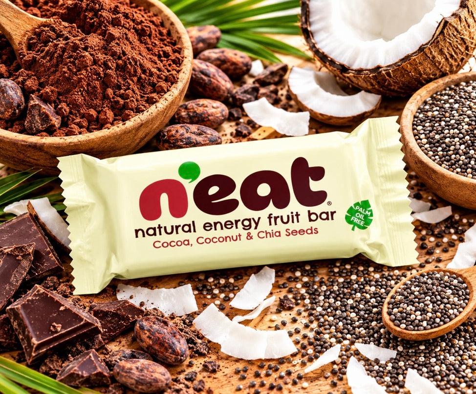 N'eat Natural Energy Cocoa, Coconuts & Chia Seeds "Fruit Bars" (16x50g)