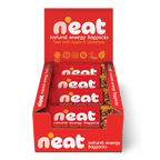 A display box of N'eat Natural Energy Flapjacks, Oats with Apple & Cinnamon, containing individually wrapped flapjacks