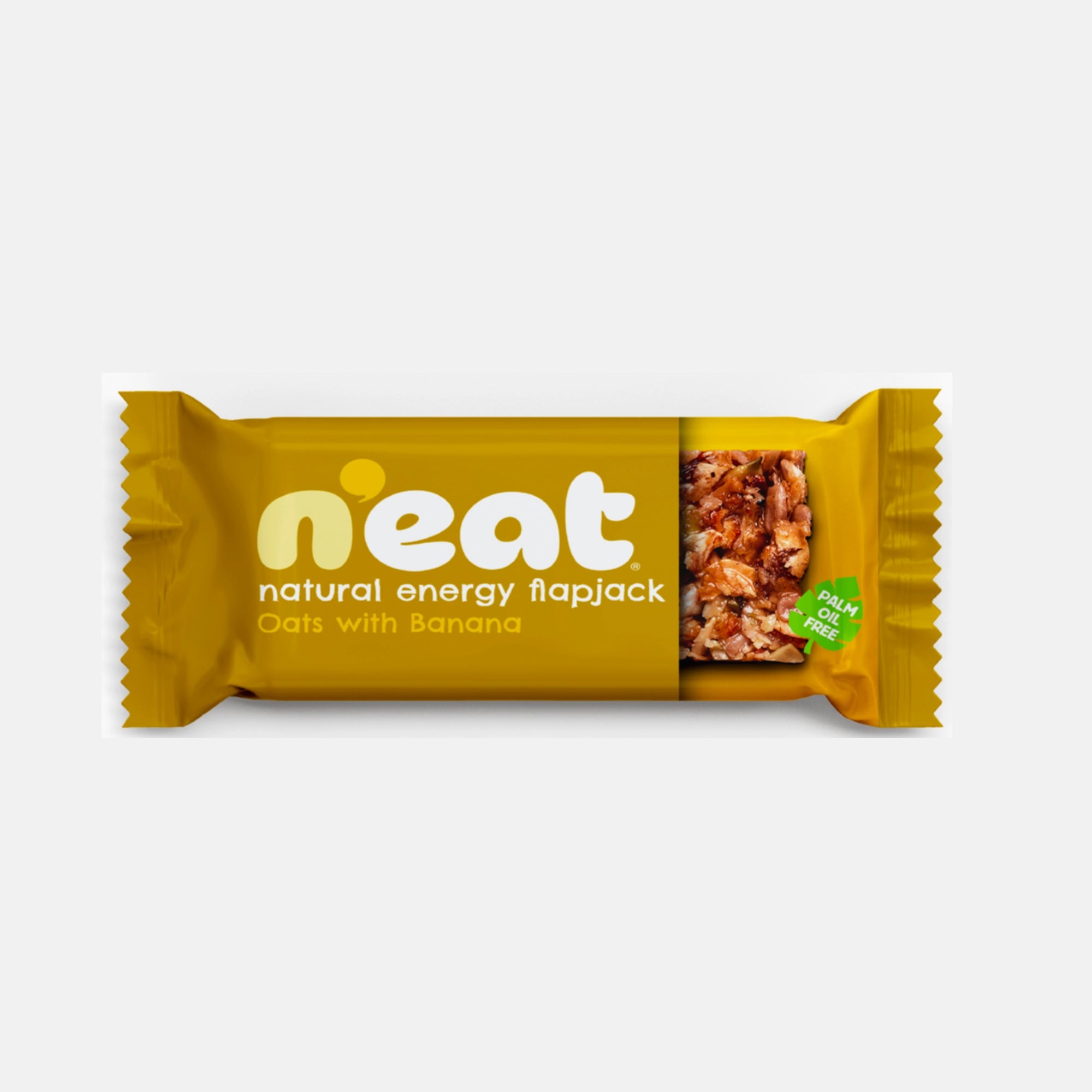 A single wrapped N'eat Natural Energy flapjack - Oats with banana
