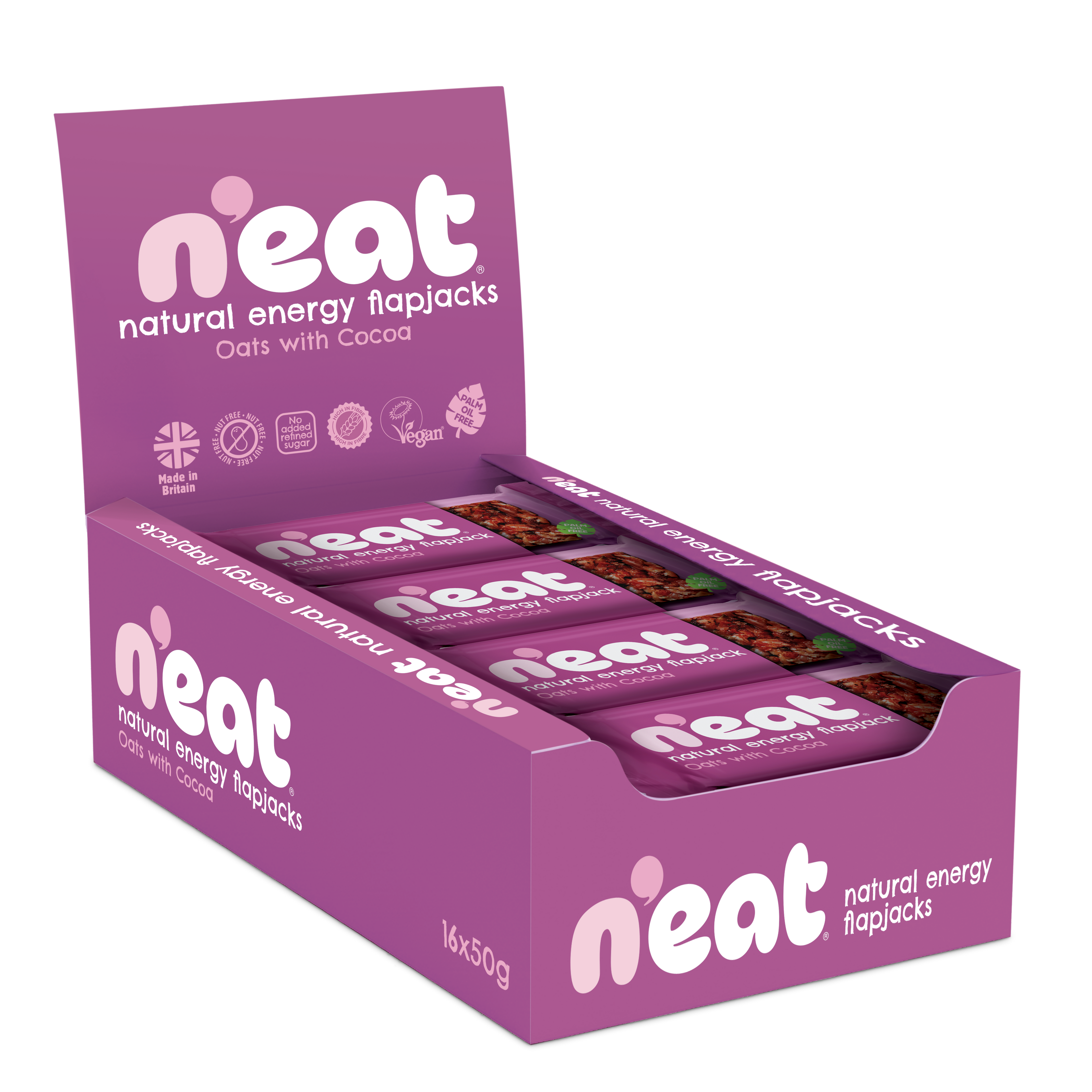 N'eat Natural Energy Oats with Cocoa "Flapjacks" (16x50g)