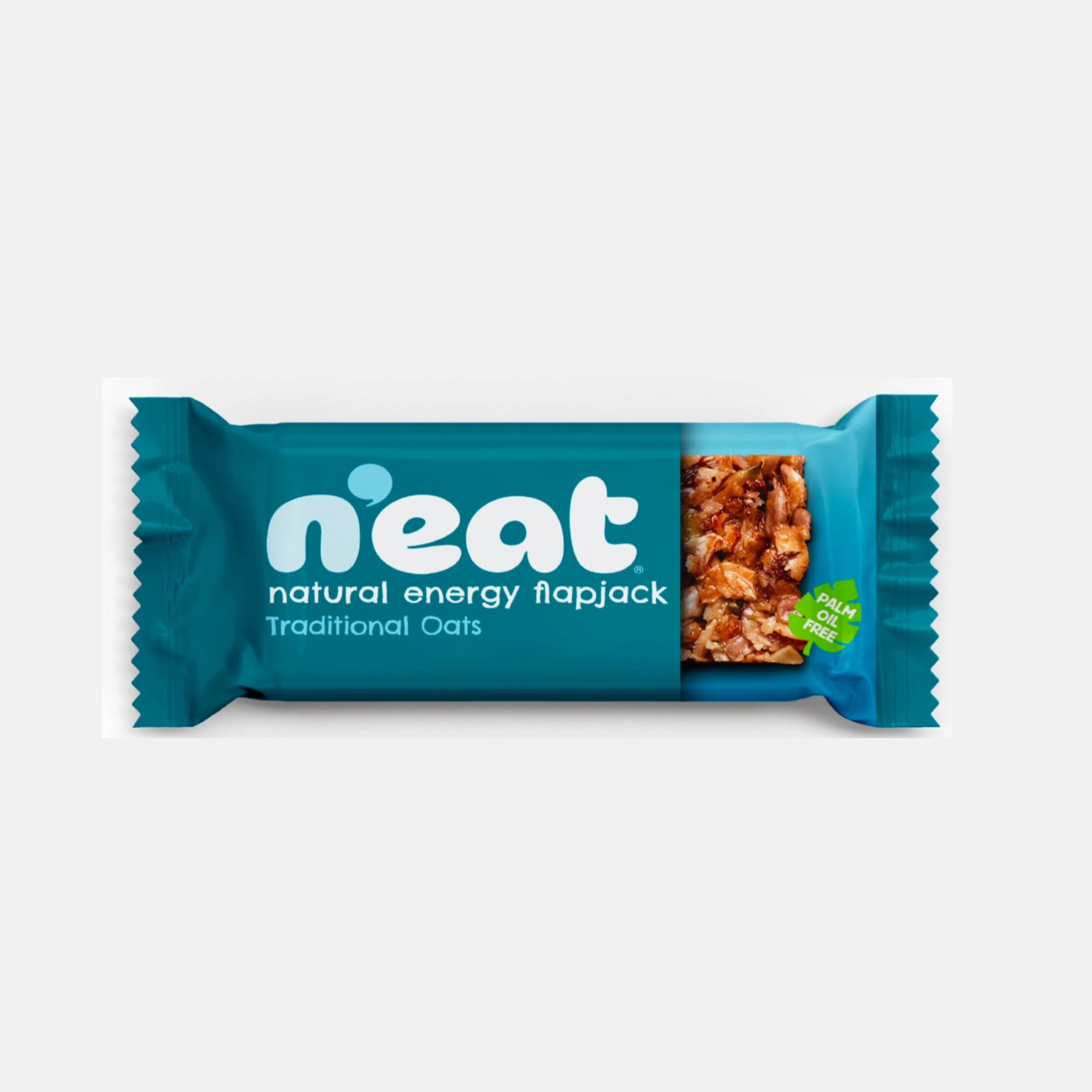 A single wrapped N'eat Natural Energy flapjack - Traditional oats