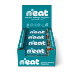A display box of N'eat Natural Energy Flapjacks, Traditional Oats, containing individually wrapped flapjacks