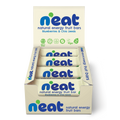 A display box of N'eat Natural Energy Fruit Bars, Blueberries & Chia seeds containing individually wrapped bars