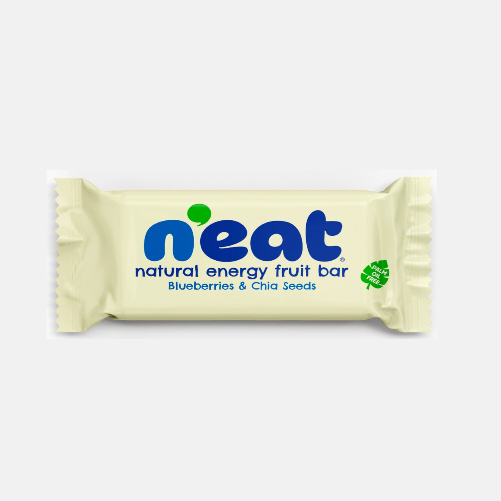 A single wrapped N'eat Natural Energy fruit bar Blueberries & Chia Seeds'.