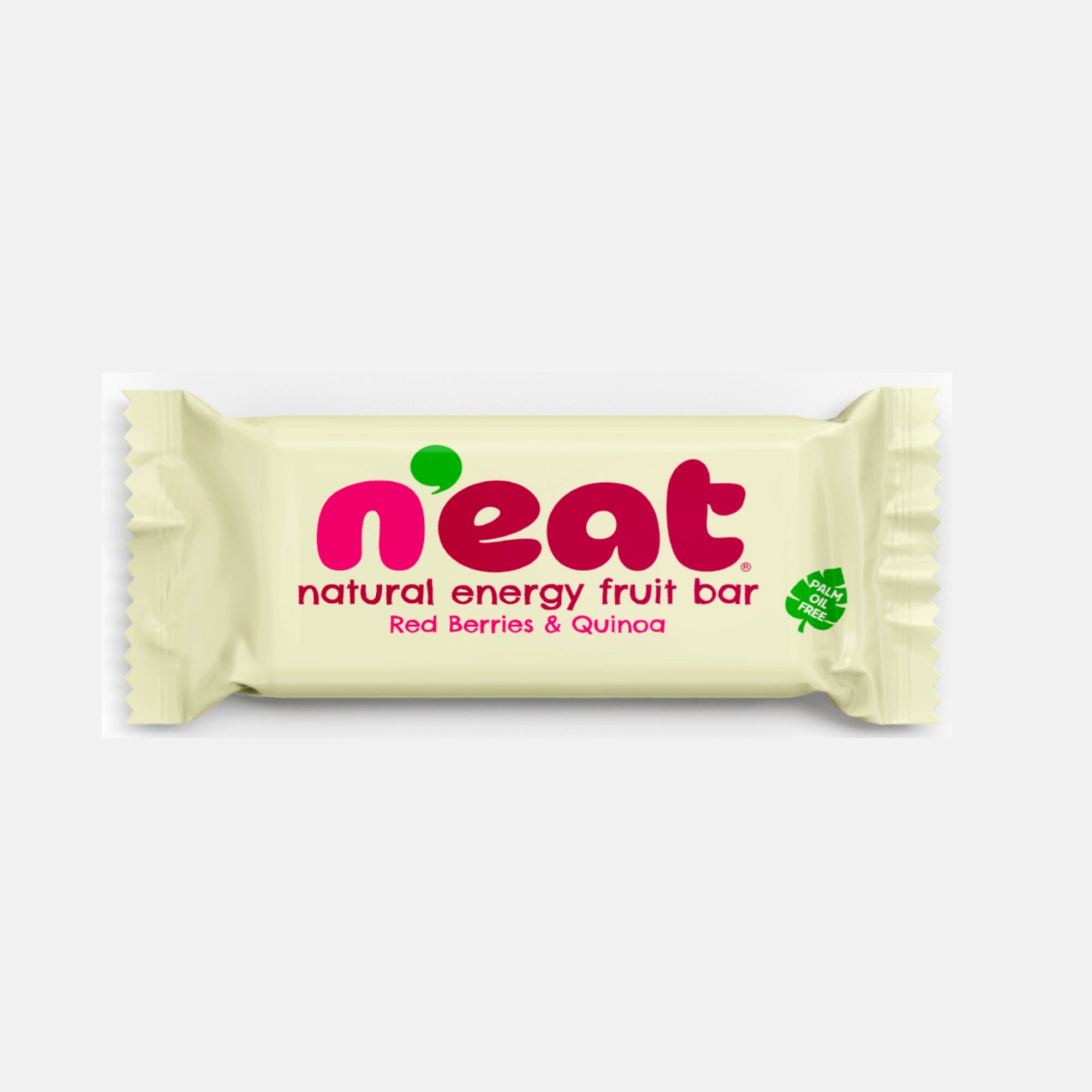 A single wrapped N'eat Natural Energy fruit bar Red berries & quinoa