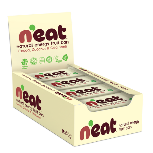 N'eat Natural Energy Cocoa, Coconuts & Chia Seeds "Fruit Bars" (16x50g)